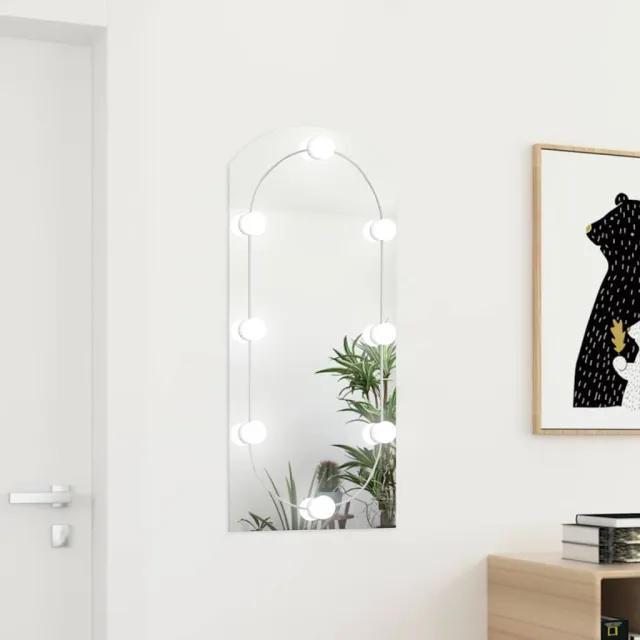 vidaXL Spiegel met LED-verlichting boog 90x45 cm glas Zilver