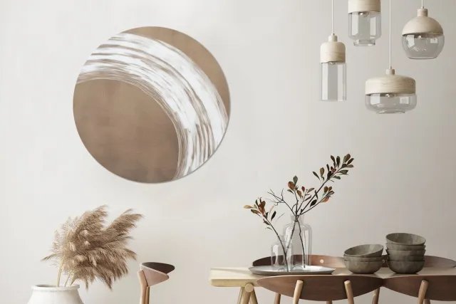 WallCircle Wandcirkel - Muurcirkel - Verf - Bruin - Japandi - Aluminium - Dibond - 90x90 cm - Binnen en Buiten Japandi - Cirkel