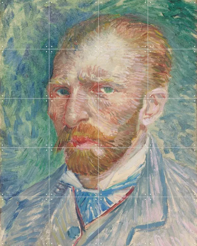 IXXI Zelfportret 1887, Vincent van Gogh (1853 - 1890) & Kröller-Müller Museum - 80 x 100 cm - Grote wanddecoratie en posters - Kleurrijk, Olieverf Bruin