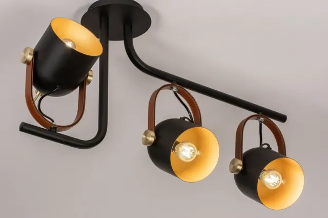 Lumidora Plafondlamp 74154 - Plafonniere - LOGAN - 3 Lichts - E14 - Zwart - Goud - Metaal
