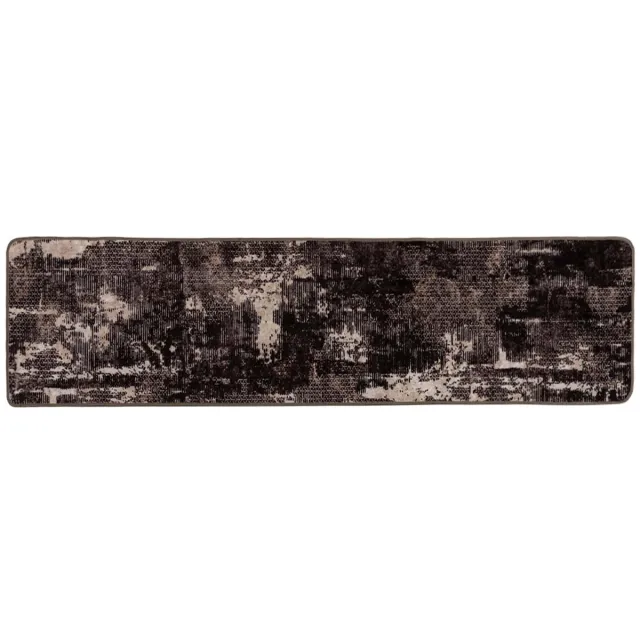 vidaXL Tapijt - Runner - MARSA - Zwart - en - Wit - 80 - x - 350 - cm - Polyester - en - PVC