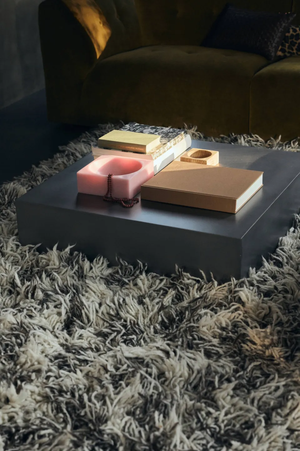 HKLIVING vloerkleed wol Shaggy crème/donkerbruin (300x200 cm), foto 4