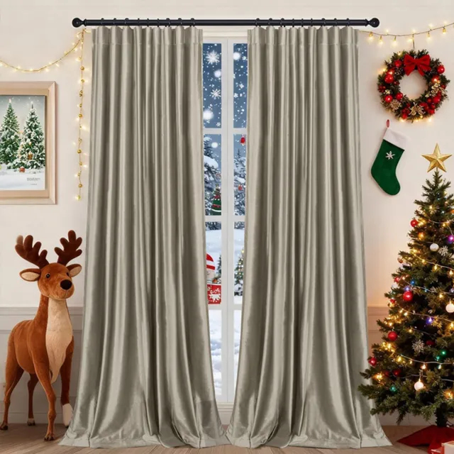 MUPOO Kant en Klaar Velours Gordijnen – 2 Stuks Superzacht & Verduisterend – Thermisch Isolerend, Zonwerend & Kant en Klaar Gordijn – Perfect voor Woonkamer en Slaapkamer – Grijsbruin 132×213 cm