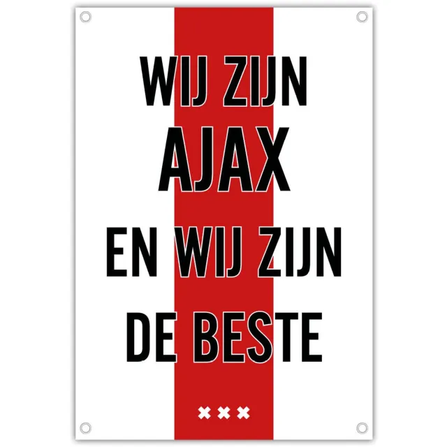 Ajax tuinposter 55x80cm Wij zijn Ajax en wij zijn de beste - Ajax cadeau - Ajax poster - Ajax versiering - Ajax tuinposter - Ajax Amsterdam - WZAWZB - Voetbal cadeau - Ajax poster slaapkamer - Ajax decoratie mancave - Ajax buitenposter schutting kleur