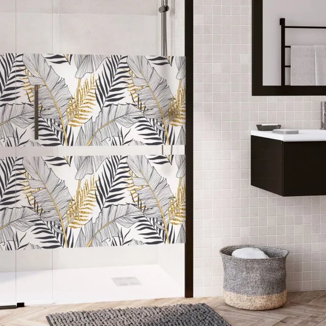 Ambiance Sticker Privacy raamfolie - CHIC PALMBLADEREN - Stickers voor ramen en douchedeuren - 40x200cm