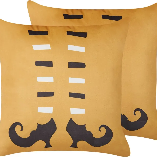 Beliani COVASNA - Sierkussen set van 2 - Oranje - 45 x 45 cm - Fluweel