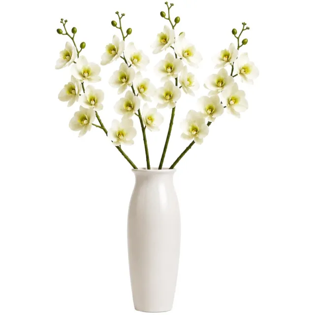 Bellatio Design Kunstbloem Orchidee Bora - 4x - wit - 108 cm - losse stelen - kunst zijdebloemen - Phalaenopsis