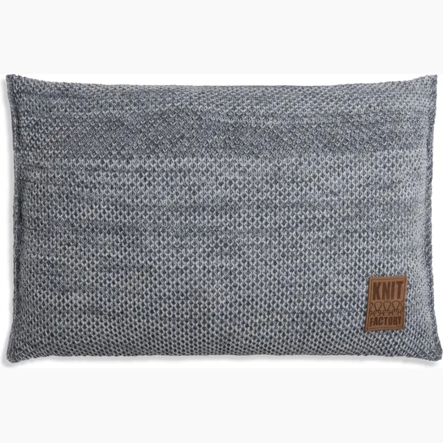 Knit Factory Zoë Sierkussen - Licht Grijs mêlee - 60x40 cm - Kussenhoes inclusief kussenvulling