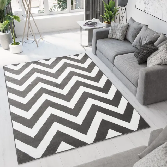 Tapiso Bali PP Vloerkleed Grijs Laagpolig Tapijt Modern Zigzag Grijs 24