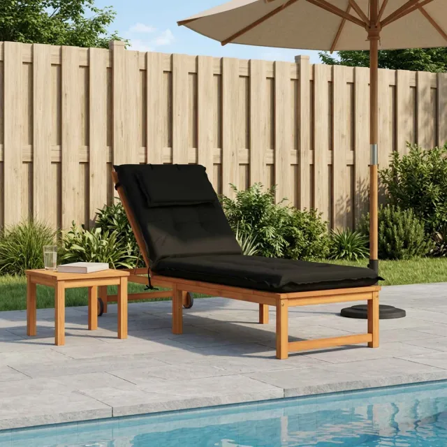 vidaXL Ligstoel Kussen GEMERT 100% Polyester Zwart 190 x 50 x 9 cm
