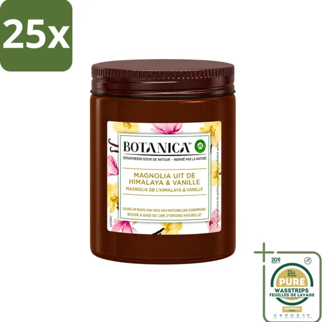 Air Wick 25 x Botanica by Air Wick - Geurkaars - Vanille & Magnolia - 40 Uur Brandduur - Wasstrips - Geurkaars - Vanille En Magnolia - Natuurlijke Geur - Luxe Geur - Ontspanning Bruin