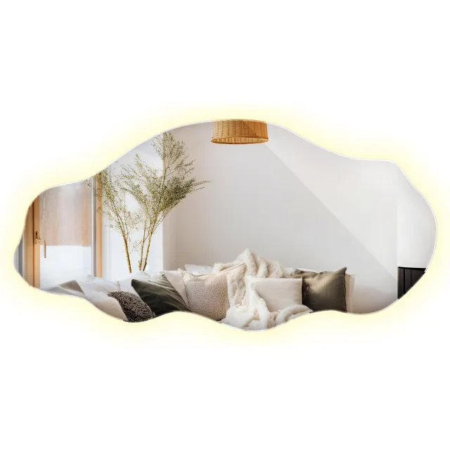 WallMuralia Spiegel met verlichting Neutraal licht - 50 x 100 cm - Spiegel met led verlichting - Decoratieve wandspiegel - Asymmetrische spiegel met verlichting