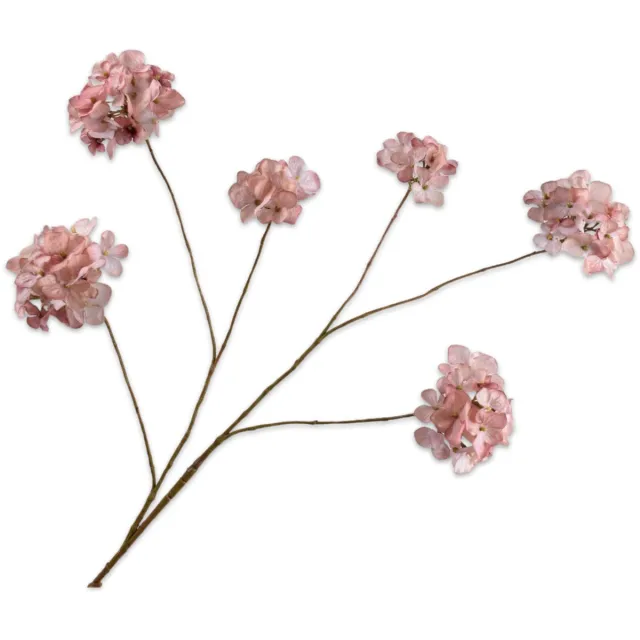 Silk-ka Kunstbloem-Zijde Bloemen Hortensia Tak "Real Touch" Roze-Zalm 121 cm Zalm-Roze