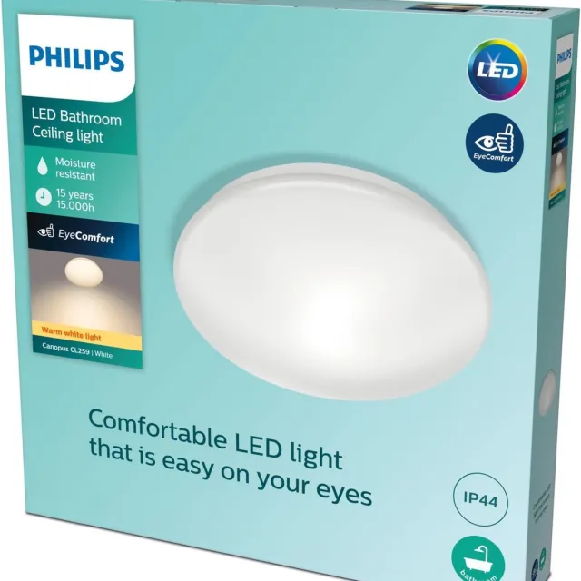 Philips Canopus badkamer plafondlamp - chroom - groot zilver