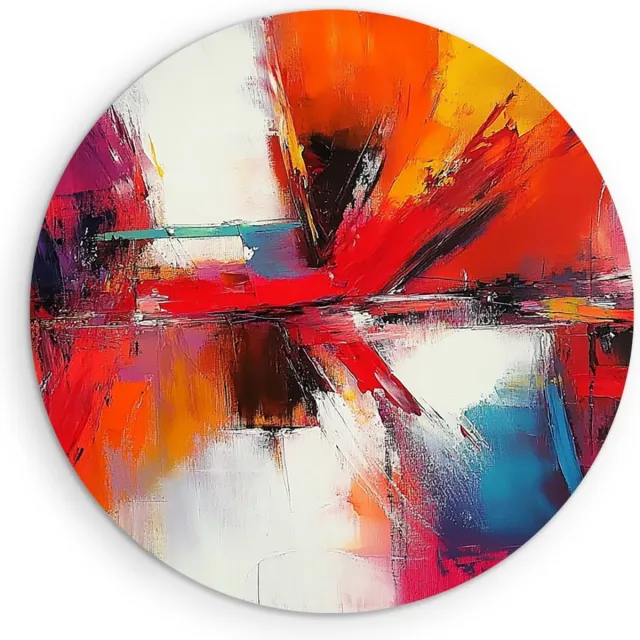 Saammp Forex Muurcirkel - Kleurrijke kunst - rood - Abstract - Ø 70 - Wandcirkel - Wanddecoratie Cirkel - Muurdecoratie Woonkamer - Kantoor Decoratie