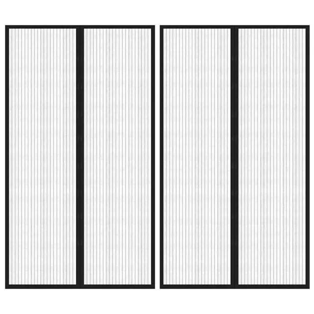 vidaXL Insectendeurgordijnen 2 st magnetisch 200x80 cm zwart