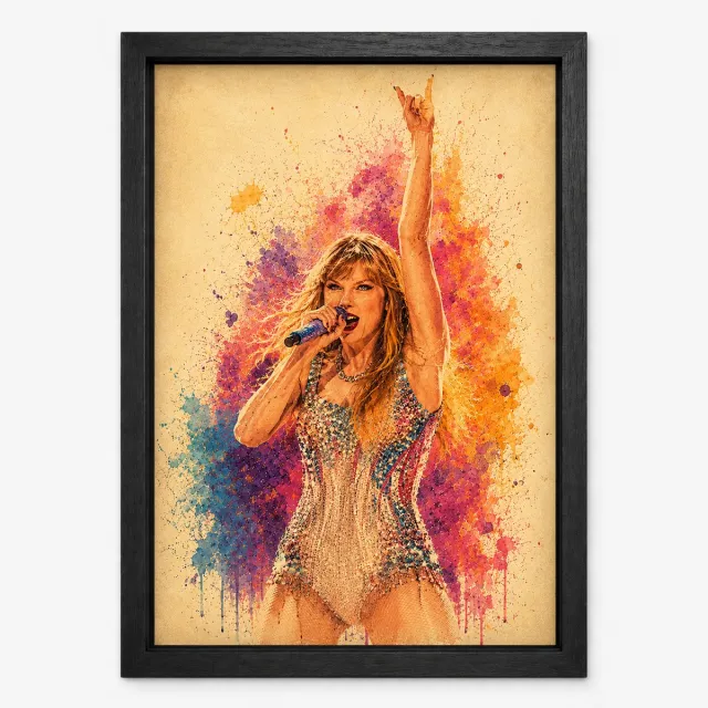 Joshimo Taylor Swift Poster | Watercolor Art Print | Concert Illustratie | Inclusief Zwarte A4 Lijst