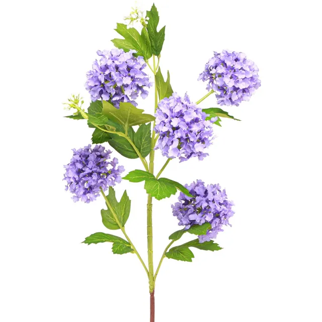 Viana Sneeuwbal kunstbloemen paarse bloesem 5 bloemschermen L78cm 2st