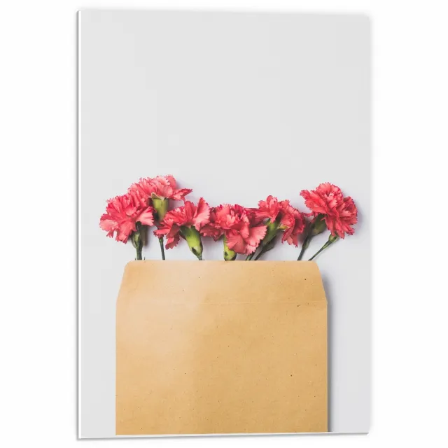 KuijsFotoprint Forex - Enveloppe met Roze Bloemen - 40x60cm Foto op Forex Bruin