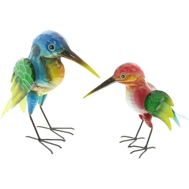 Dream-Garden Metalen Tuinvogels Set van 2 – Sfeervolle Decoratie voor Binnen en Buiten blauw