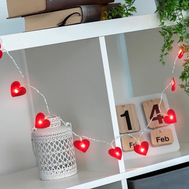 Okado Hartjes lichtslinger - 120 cm - 10 LED lampjes - Rood