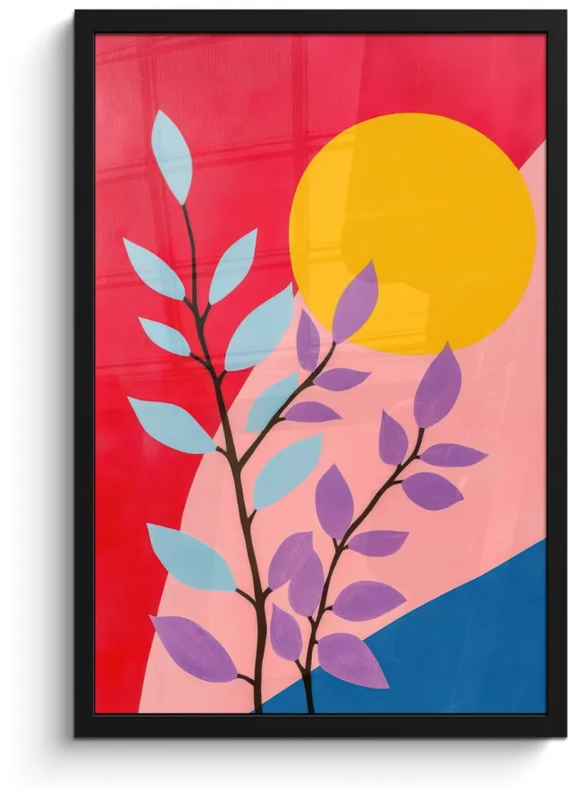 FrameYourWall Poster in lijst - Fotolijst 40x60 cm - Posters - Bladeren - Zon - Abstracte vormen - Posterlijst zwart - Decoratie - Wanddecoratie woonkamer - Muurdecoratie slaapkamer