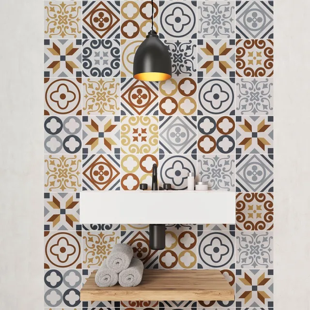 Ambiance Sticker Muurstickers - Zelfklevende tegelmuurstickers voor keuken en badkamer - AZULEJOS RICKY - 24 stickers 15x15cm Multi color