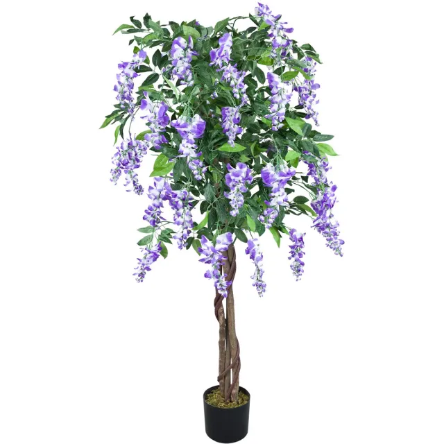 Decovego Kunstmatige Plant Wisteria Chinese Blauweregen 160cm Echt Hout Decovego