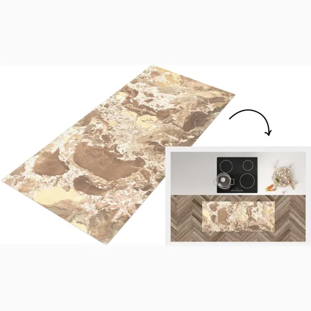 KitchenYeah Keukenloper - Loper keuken - Geel - Graniet - Kristal - Keukenloper vinyl Multicolor