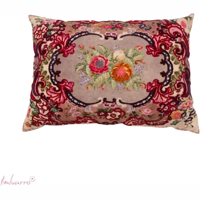 Imbarro Home & Fashion Imbarro - Sierkussen - Mimosa - Handgeborduurd - Katoen - 40x60 cm - Meerkleurig Ecru