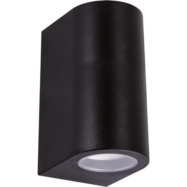 STRÜHM GAMP - Dubbele Wandlamp voor aan de buitenmuur | Verlichting bij voordeur | Waterdichte buitenlamp | Spot naar beneden en boven stralend | Kunststof | Zwart