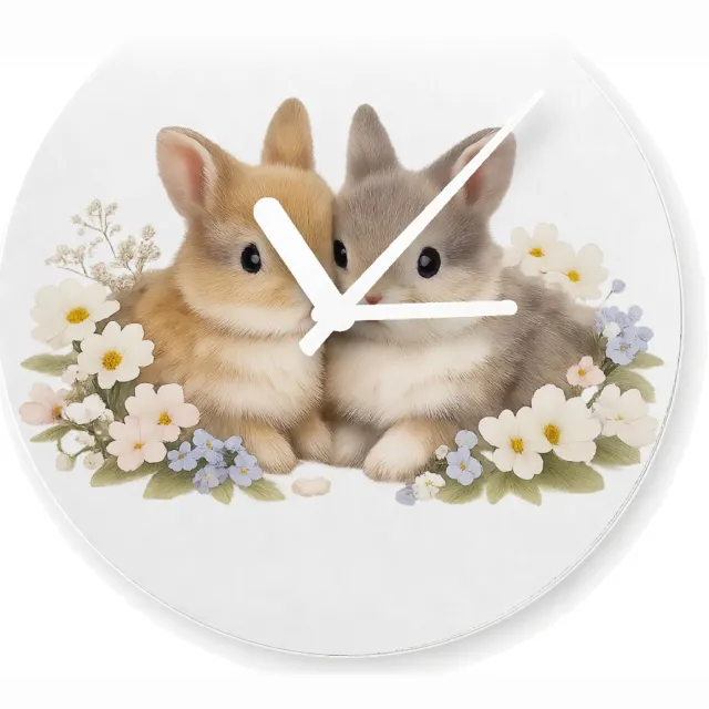 Mr Cadeautjes Glazen klok Ø 20 - design Een lieve, speelse productprint met een sterk centraal focus | cadeau Wit