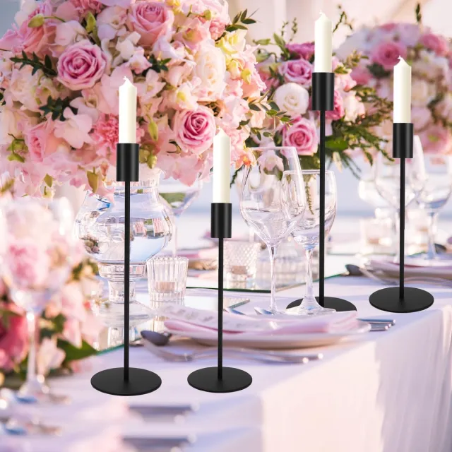 My Ninki ® Elegante Zwarte Kaarsenhouderset voor Feestelijke Tafeldecoratie en Romantische Avonden