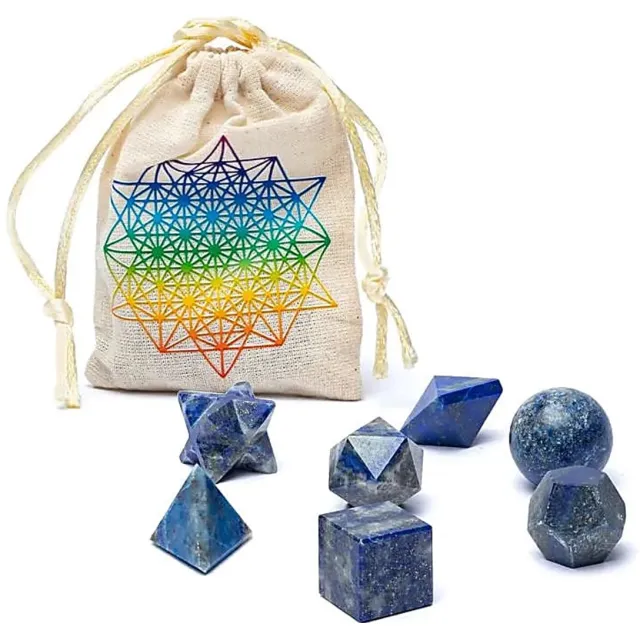 Mani Bhadra Lapis lazuli heilige geometrie set 7-delig blauw