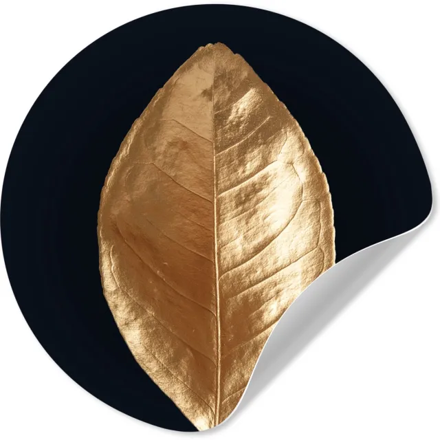 WallCircle Behangcirkel 50x50 cm - Muurstickers Bladeren - Luxe - Goud - Muurcirkel woonkamer - Wandcirkel slaapkamer - Kamer decoratie zelfklevend - Muurdecoratie accessoires Multicolor