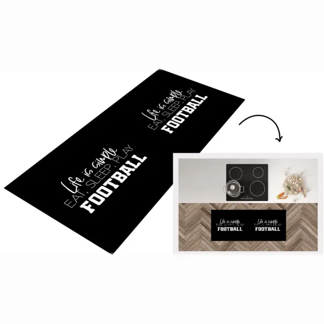 KitchenYeah Keukenloper - Loper keuken - Life is simple, eat sleep play football - Spreuken - Quotes - Voetbal - Keukenloper vinyl Multicolor