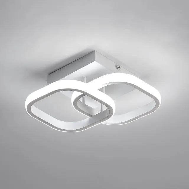 Haobosic Plafondlamp - 25cm - medium - LED-plafondlamp - 19W - vierkante - acryl - 6500K Wit