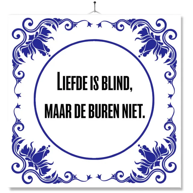 MC Living Tegel Met Opdruk | Liefde Is Blind | Cadeau | Inclusief Geschenkdoos | Standaard | Ophangsysteem Multi-Color