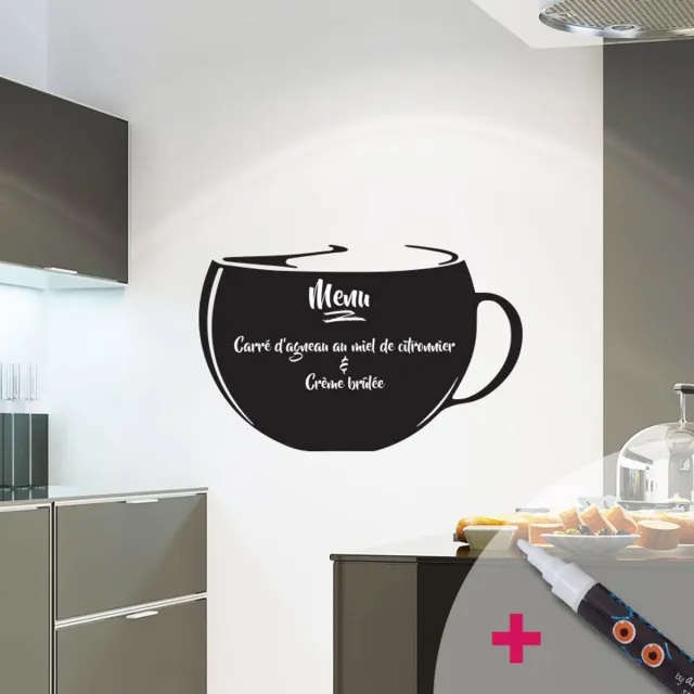 Ambiance Sticker Schoolbordsticker - uitwisbare zelfklevende muurstickers - GROOT CAFÉ + WIT VLOEIBAAR KRIJT - 115x180cm Multi color