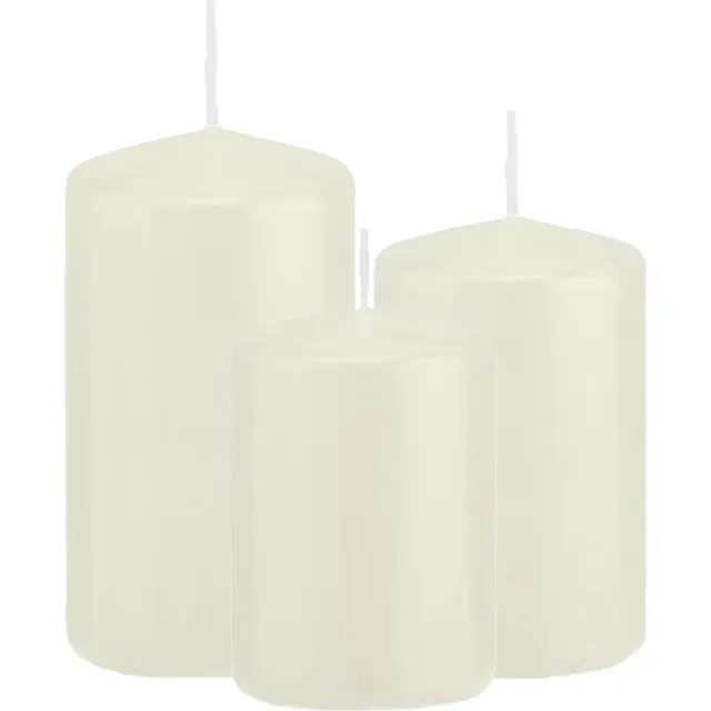 Trend Candles Stompkaarsen set 3x stuks ivoor wit 8-10-12 cm