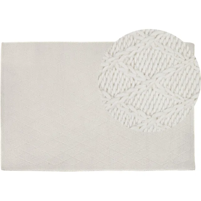 Beliani ERZIN - Laagpolig vloerkleed - Gebroken wit - 140 x 200 cm - Wol