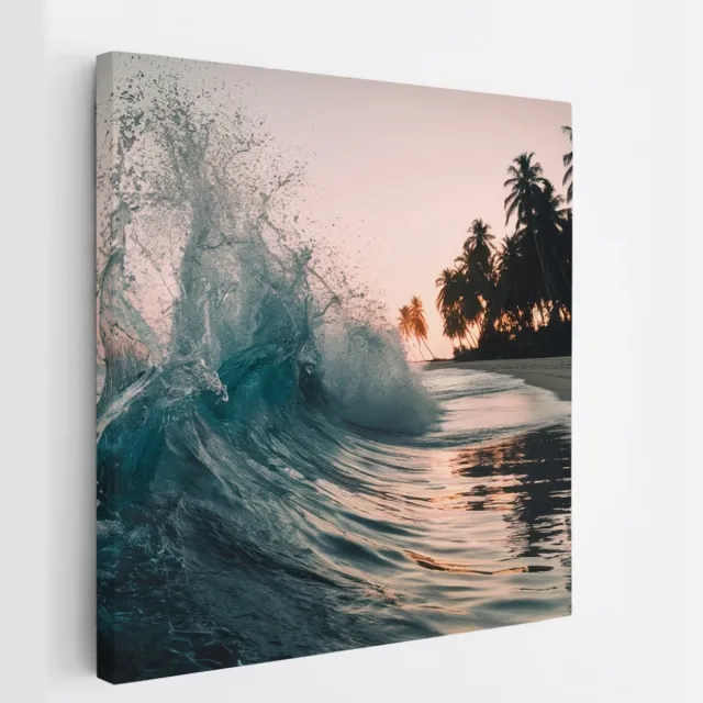 Saammp Canvas Schilderij - Golfen- Landschap - Natuur - 40x40 - Foto op canvas - Wanddecoratie - Muurdecoratie Woonkamer - Slaapkamer decoratie - Canvas Print Multicolor