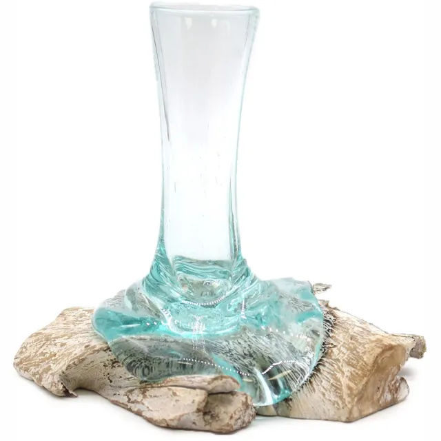 Ancient Wisdom Gesmolten glas op witgekalkt hout - Vaas - Klein multicolor