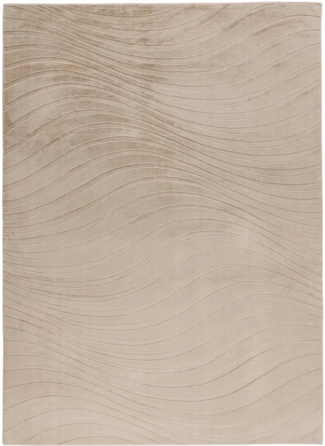 Padiro design laagpolig vloerkleed 80 x 150 cm - lichtbeige - modern abstract ontwerp - voor vloerverwarming - van polyester en katoen