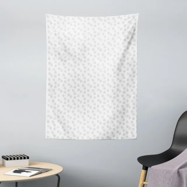 ABAKUHAUS Neutraal Wandtapijt en Sprei, BO Bladeren Grijstinten Patroon, 110 x 150 cm, Lichtgrijs en Wit