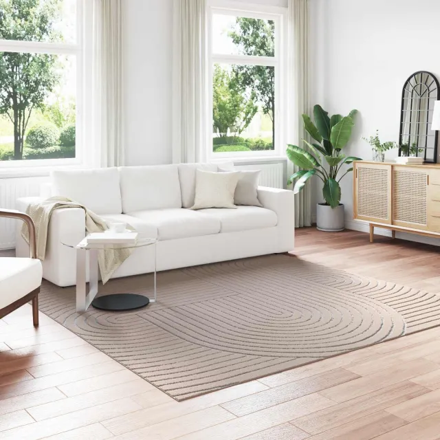 vidaXL Binnen- en buitentapijt PALMERAS Beige 240 x 240 cm Polyester, foto 2