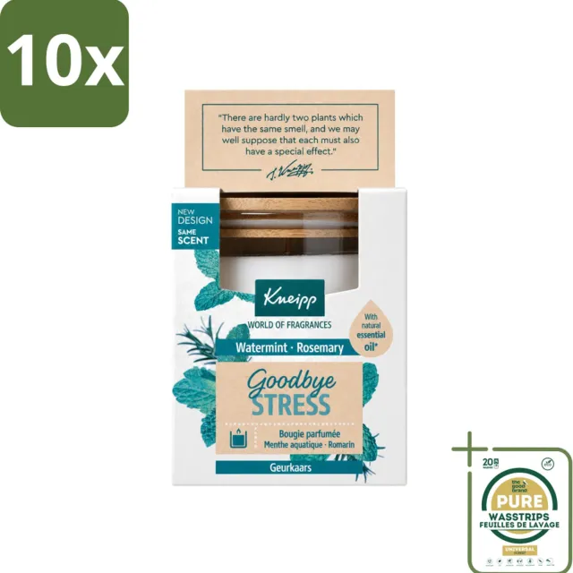 Kneipp 10 x Kneipp - Geurkaars - Goodbye Stress - Watermunt & Rozemarijn - 20 branduren - Wasstrips - Geurkaars - Ontspanning - Stressverlichting - Watermunt - Rozemarijn Wit