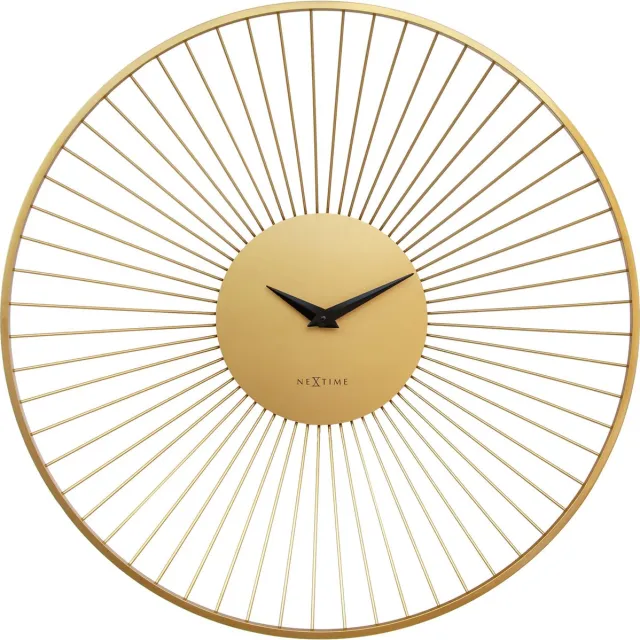 NeXtime Grote Wandklok 80cm - Stil - Goud - Metaal - NeXtime 'Vasco Round'