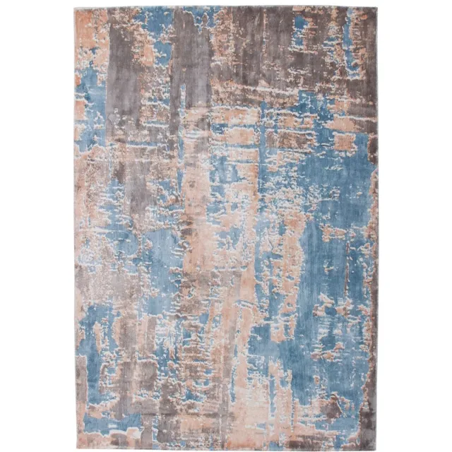 Padiro design laagpolig vloerkleed 170 x 240 cm - blauw / beige - modern abstract ontwerp - voor vloerverwarming - van viscose