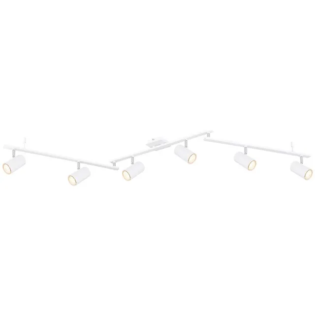 Globo Lighting Spot strip plafondspot 4 vlammen plafondlamp wit, beweegbare spots, metaal wit Scandinavisch, 6x GU10 stopcontacten, LxBxH 180x10x18,5cm